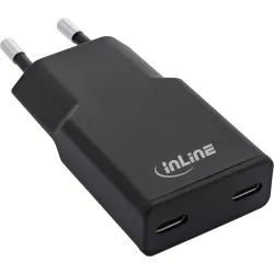 InLine Caricatore USB-C 30W GaN Doppio USB-C PD/PPS - Nero