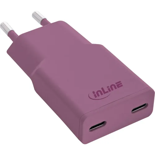 InLine Caricatore USB-C 30W GaN Doppio USB-C PD/PPS - Wild Berry Viola