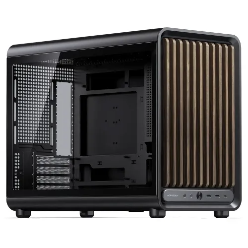 Jonsbo D33 Wood - Case mATX Vetro Temperato con Frontale in Legno, Nero