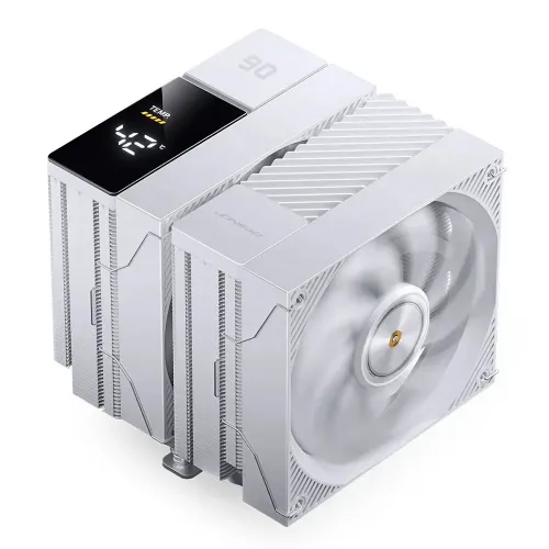 Jonsbo CC90 Dissipatore CPU Dual Tower Bianco - 6 Heat Pipe, Ventola PWM 130mm, Display a Segmenti, 285W TDP